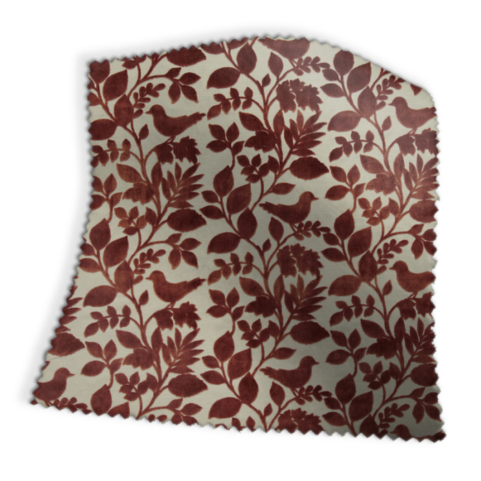 Made To Measure Curtains Orchard Birds Coral Swatch
