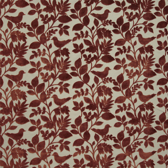Made To Measure Curtains Orchard Birds Coral Flat Image