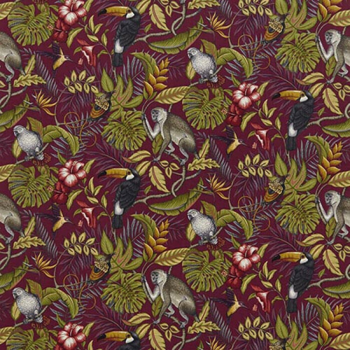 Made To Measure Curtains Rainforest Cranberry Flat Image