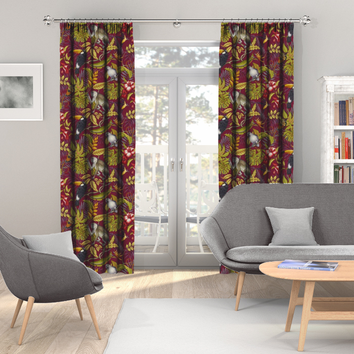 Made To Measure Curtains Rainforest Cranberry