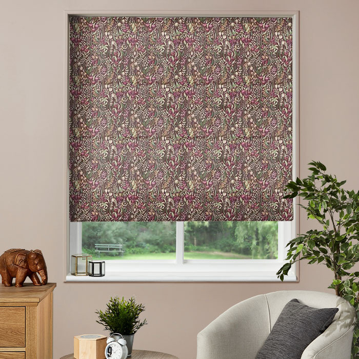 Roman Blind in Kelmscott Claret