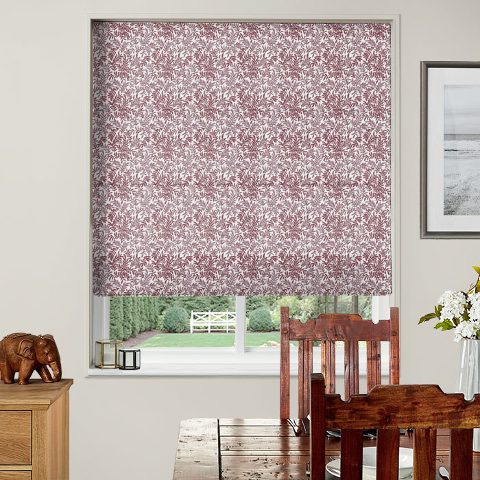 Roman Blind in Leaf Vine Claret