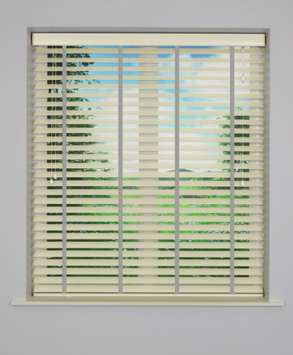 Ivory Inspirewood Venetian Blind with Slate Tape