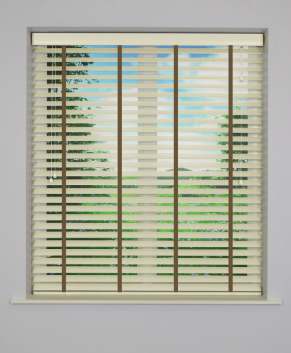 Ivory Inspirewood Venetian Blind with Walnut Tape
