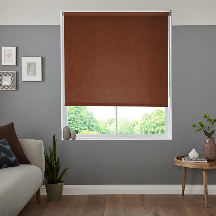 Lux Velvet Terracotta Blackout Eve Electric Roller Blind
