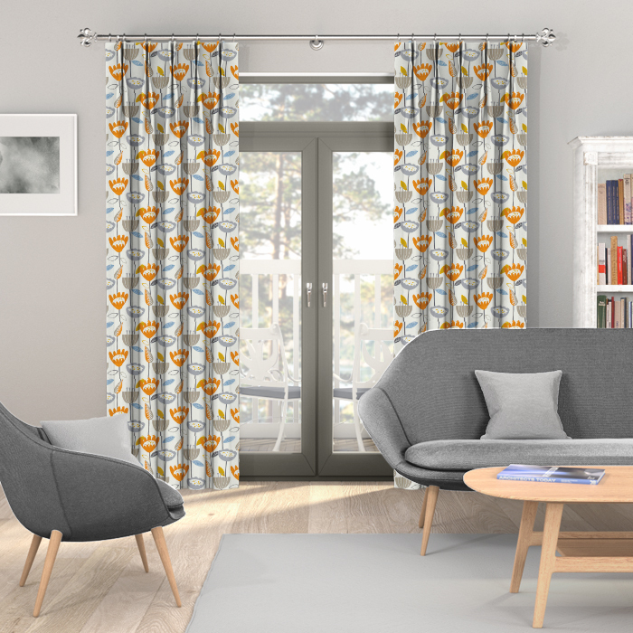 Made To Measure Curtains Flower Power Tangerine
