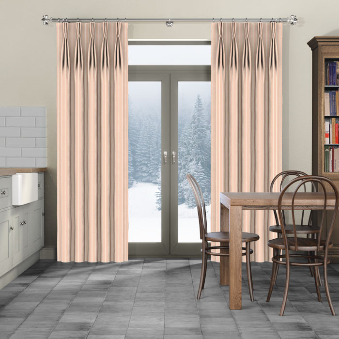 Pencil Stripe Coral Curtains