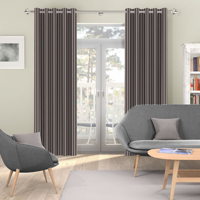 Pencil Stripe Ebony Curtains