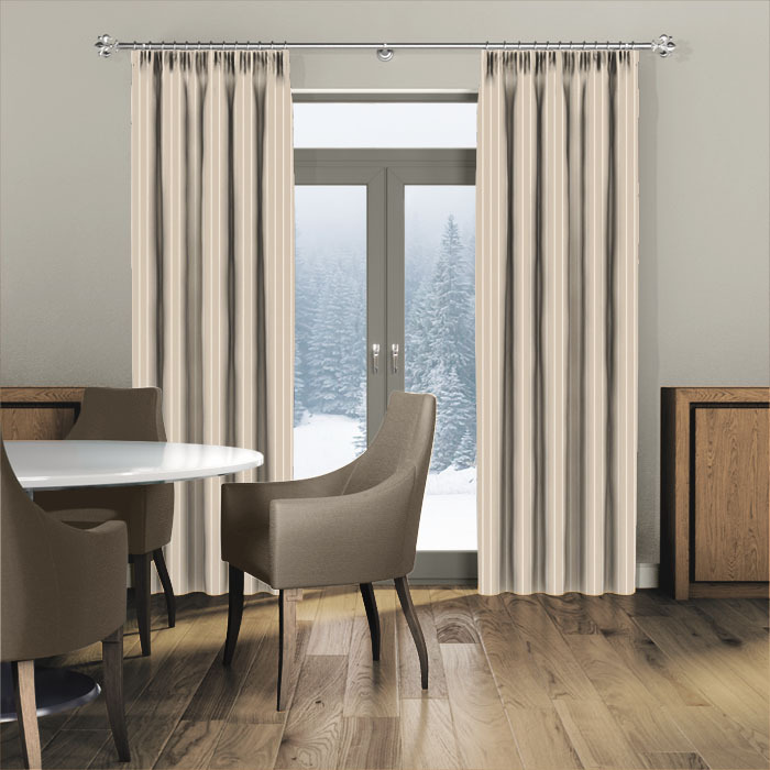 Pencil Stripe Oatmeal Curtains