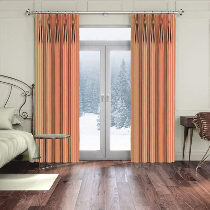 Pencil Stripe Paprika Curtains