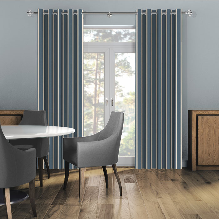 Rowing Stripe Midnight Curtains