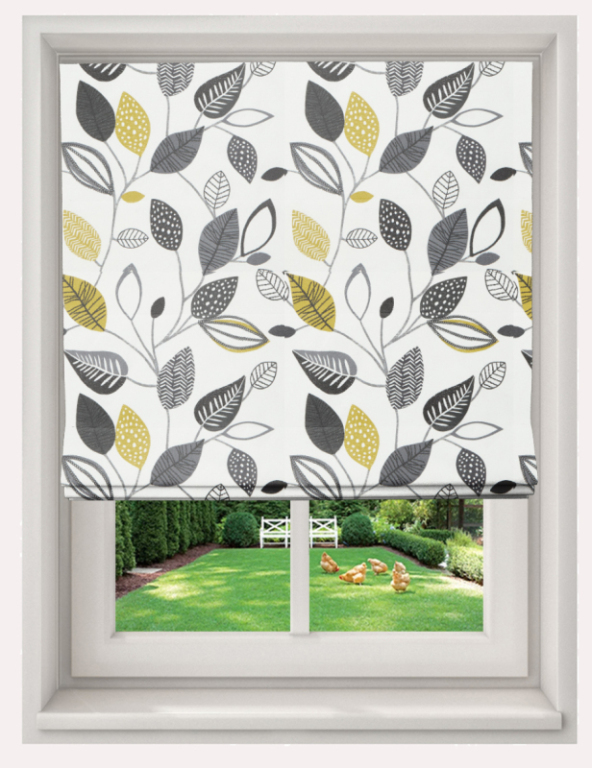Made To Measure Roman Blind Forest Leaves Noir