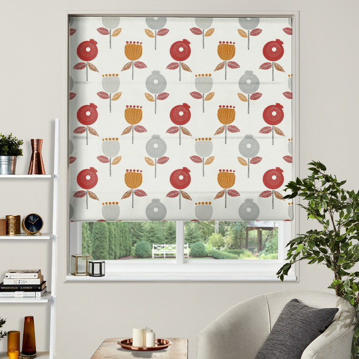 Roman Blind in Pomegranate Scalet