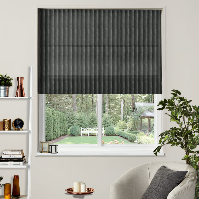 Roman Blind in Rhythm Charcoal