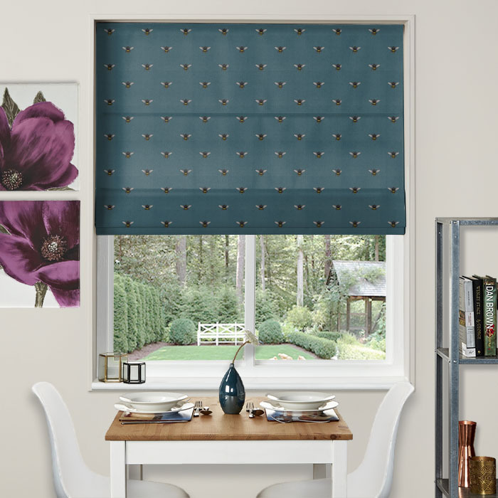 Abeja Teal Roman Blind