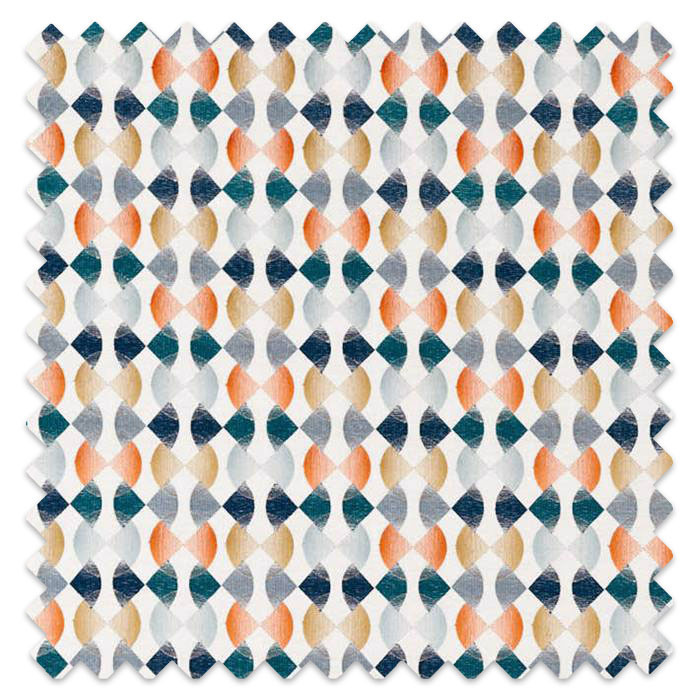 Swatch of Maiolica Paprika Teal Ochre