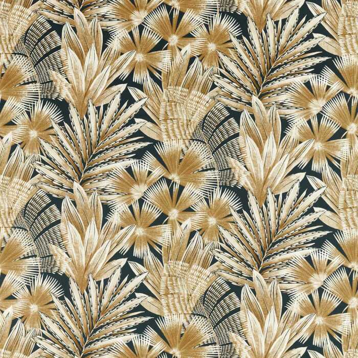 Matupi Amber Light/Black Earth Fabric by Harlequin