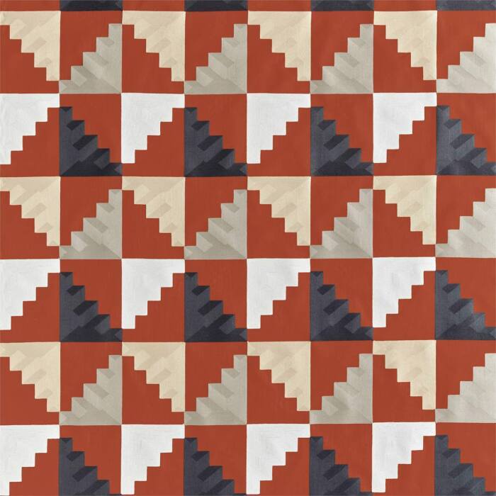 Mehari Harissa/Oyster/Charcoal Fabric by Harlequin