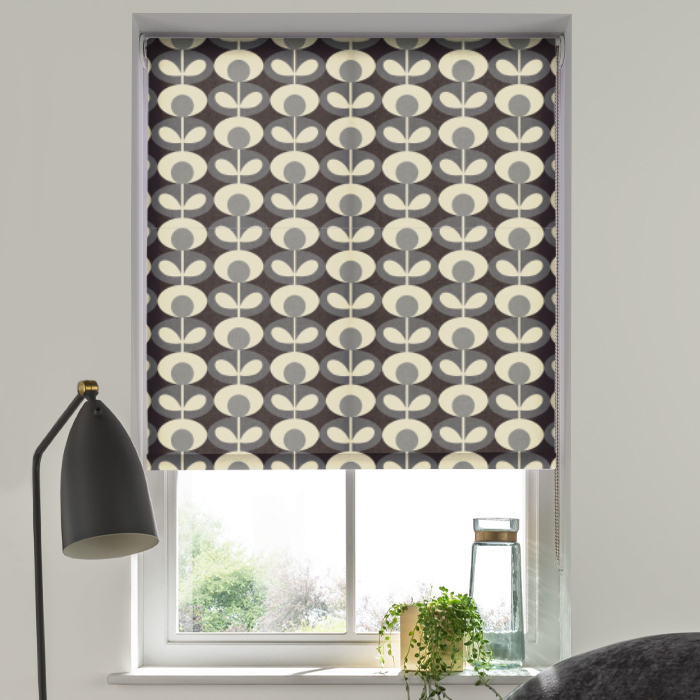 Oval Flower Cool Grey Light Filtering Roller Blind