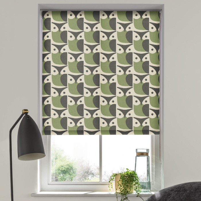 Owl Chalky Green Light Filtering Roller Blind