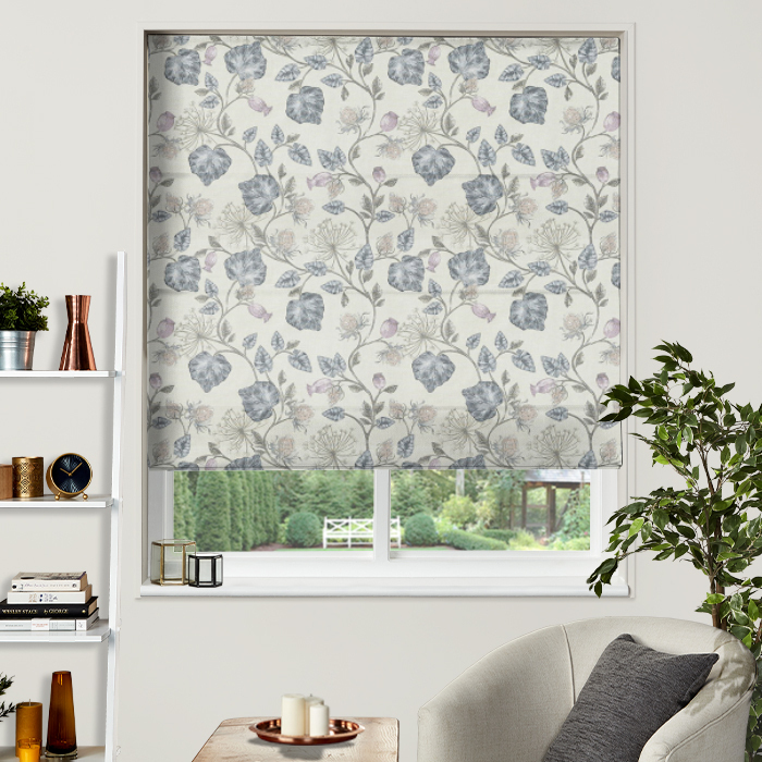 Electric Roman Blind in Parchment Feather