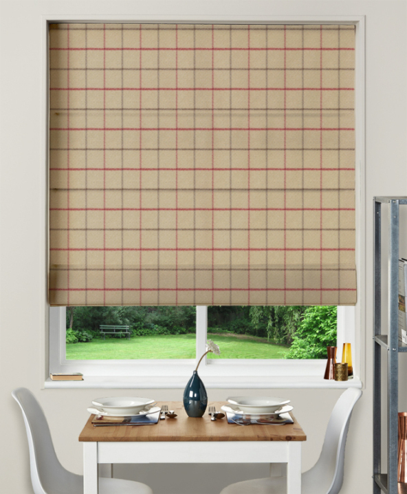 Made To Measure Roman Blind Bamburgh Cranberry 1