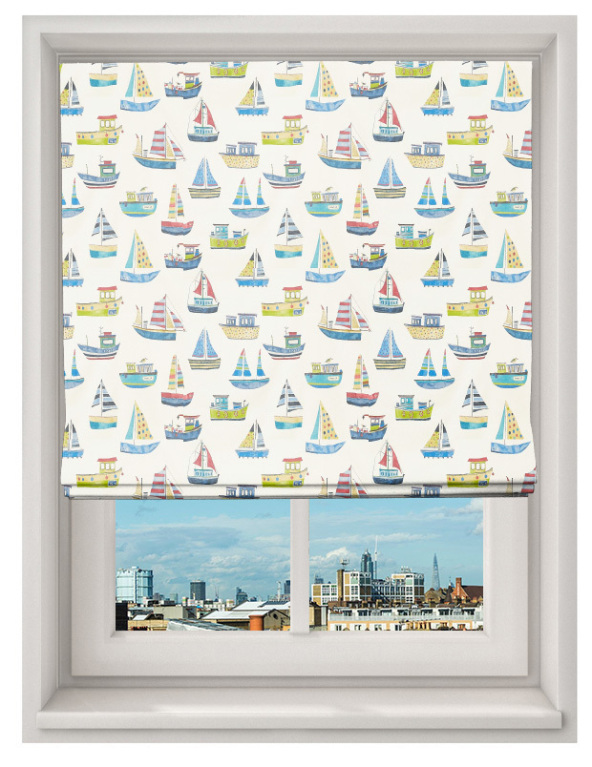 Made To Measure Roman Blind Boat Club Cobalt