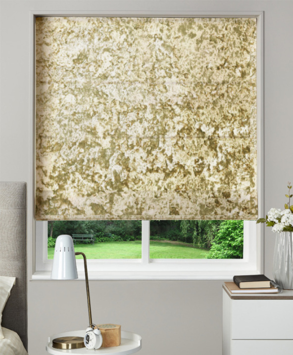 Made To Measure Roman Blind Crush Velvet Sand 1