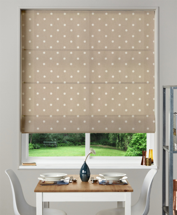 Made To Measure Roman Blind Dotty Taupe 1