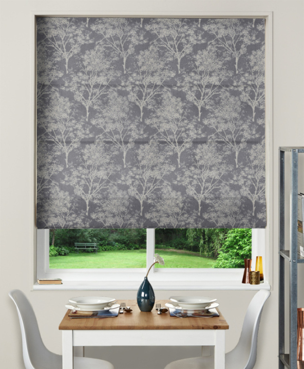 Made To Measure Roman Blind Harewood Charcoal 1