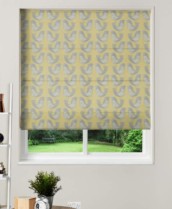 Made To Measure Roman Blind iLiv Scandi Birds Mustard