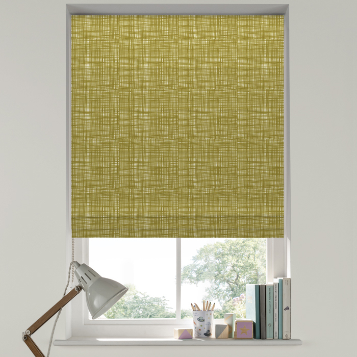 Roman Blind in Scribble Olive