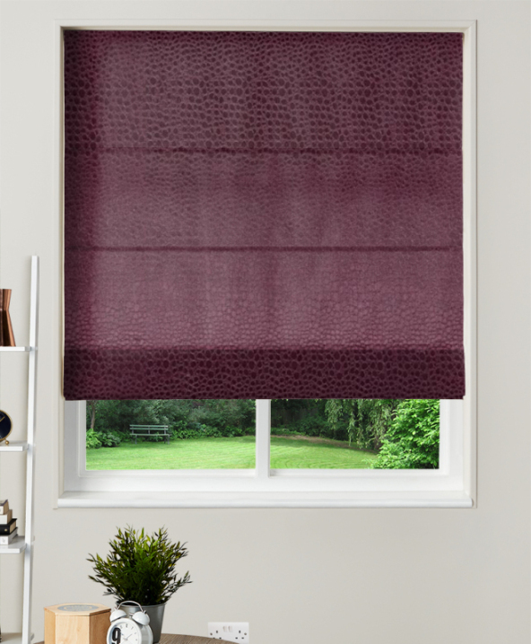 Made To Measure Velvet Roman Blind Pulse Damson 1