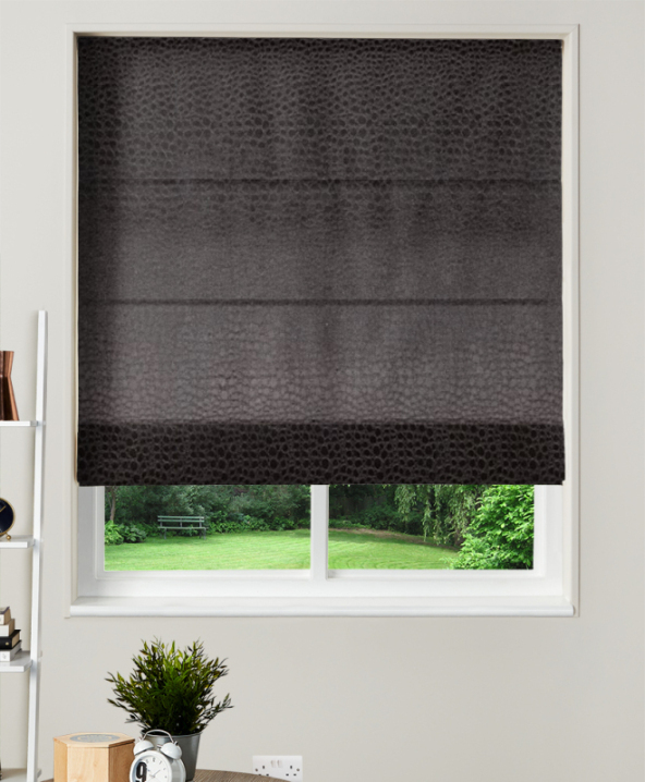 Made To Measure Velvet Roman Blind Pulse Jet 1