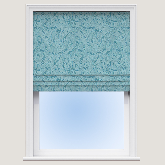 Roman Blind in Acanthus Weave Denim