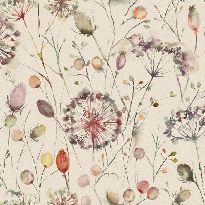 Boronia Boysenberry Linen Fabric by Voyage