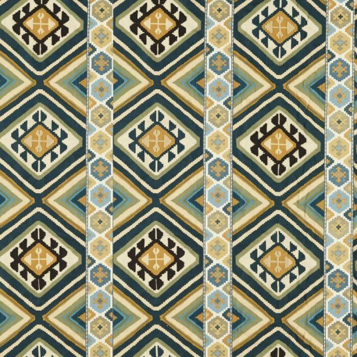 Dorothys Kilim Sunflower/Tump Green Fabric by Morris & Co