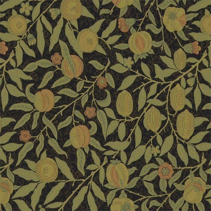 Fruit Weave Black/Claret Fabric by Morris & Co
