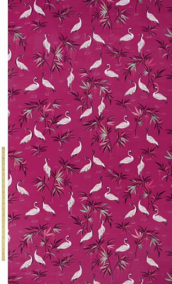 Heron Velvet Fuchsia Fabric by Sara Miller