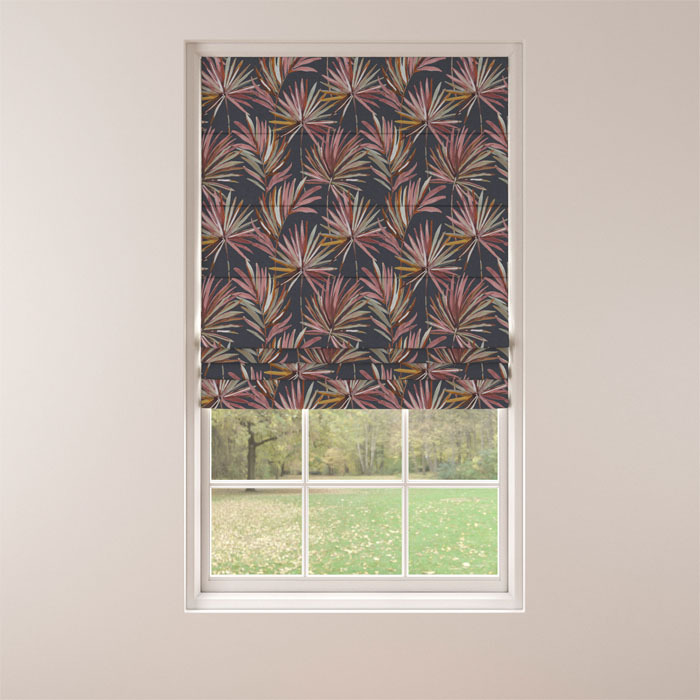 Roman Blind in Kaia Navy Blush by Belfield Home