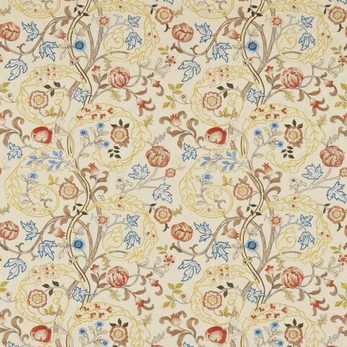 Mary Isobel Embroidery Russet/Olive Fabric by Morris & Co