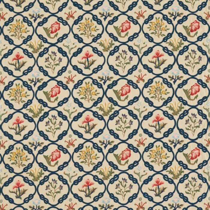 Mays Coverlet Indigo/Rose Fabric by Morris & Co