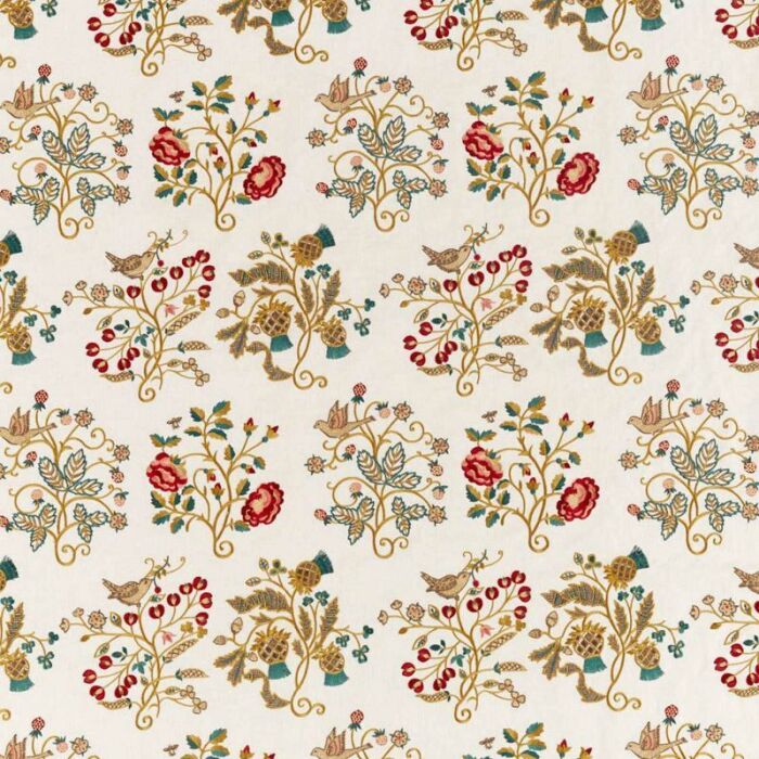 Newill Embroidery Antique/Carmine Fabric by Morris & Co
