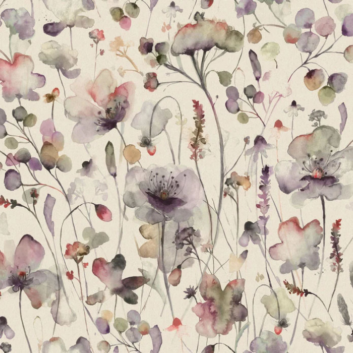 Pimelea Boysenberry Linen Fabric by Voyage