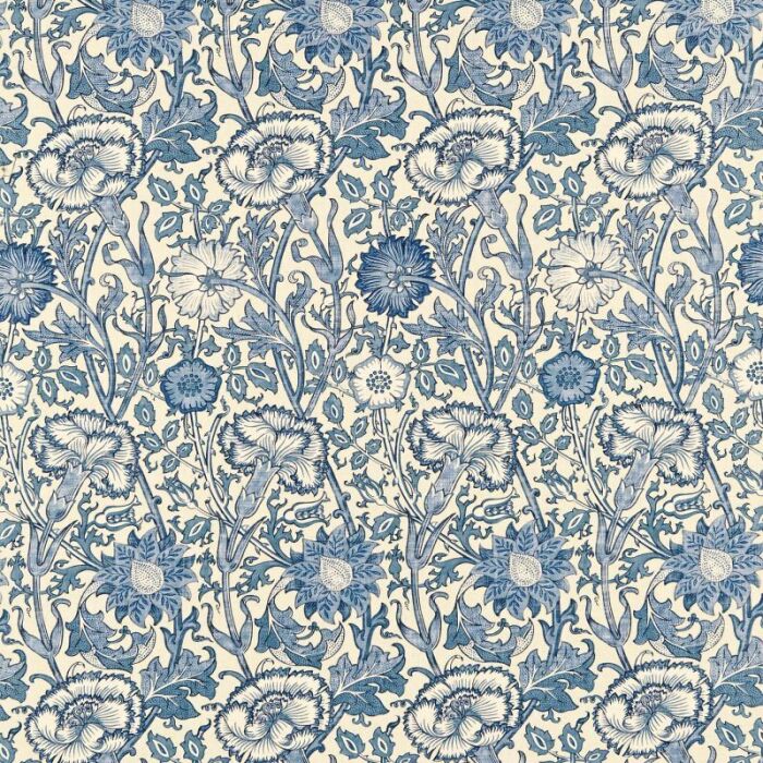 Pink & Rose Vellum/Indigo Fabric by Morris & Co