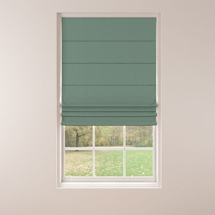 Roman Blind in Raffia Teal by Belfield Home