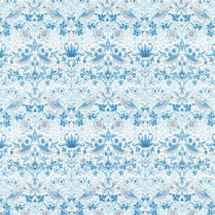 Simply Strawberry Thief Woad Fabric by Morris & Co