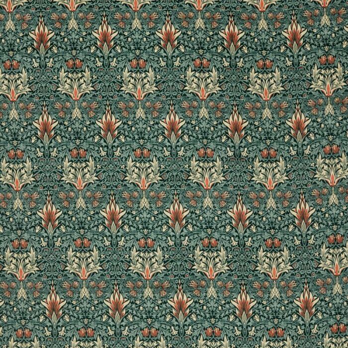 Snakeshead Velvet Thistle/Russet Fabric by Morris & Co