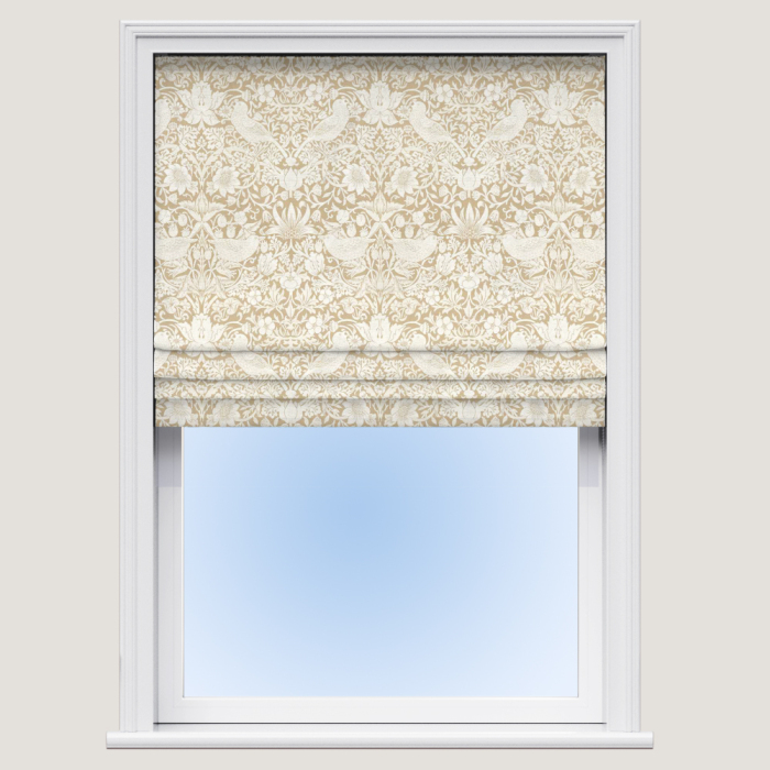 Roman Blind in Strawberry Thief Jacquard Linen