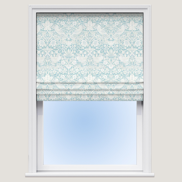 Roman Blind in Strawberry Thief Jacquard Mineral